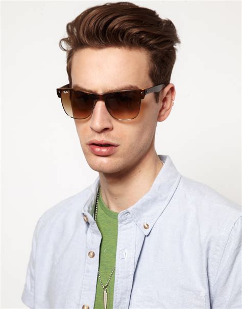 Lyst - Ray-Ban Clubmaster Sunglasses in Brown for Men