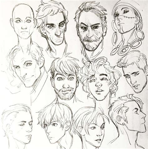 Male face Drawing Reference and Sketches for Artists