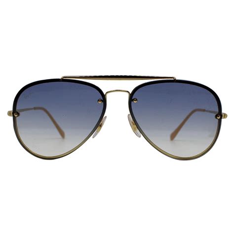 RAY-BAN RB3584N 001/19 Blaze Aviator Gold Sunglasses Light Blue Gradie