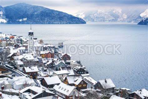 Lake Lucerne in snow winter time, Switzerland - GlobePhotos - royalty ...