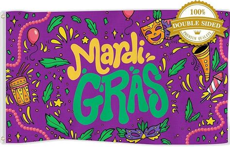 Mardi Gras Flag 3x5 Ft Fat Tuesday Decorations New Orleans Party ...