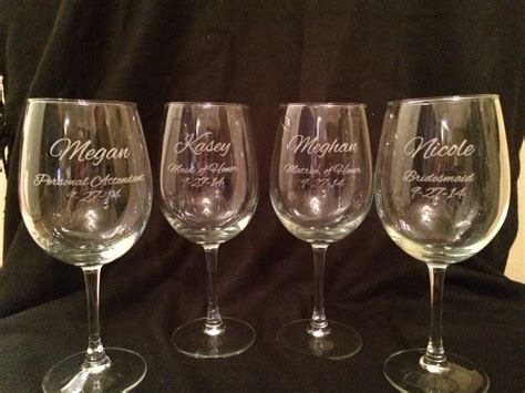 SET OF FIVE Personalized Wine Glasses