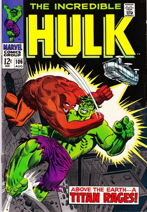 The Incredible Hulk #106 (1st Series 1962-1999) August 1968 Marvel ...