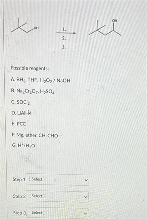 [ANSWERED] ta Possible reagents A BH3 THF H O NaOH B Na Cr O7 H SO4 C ...