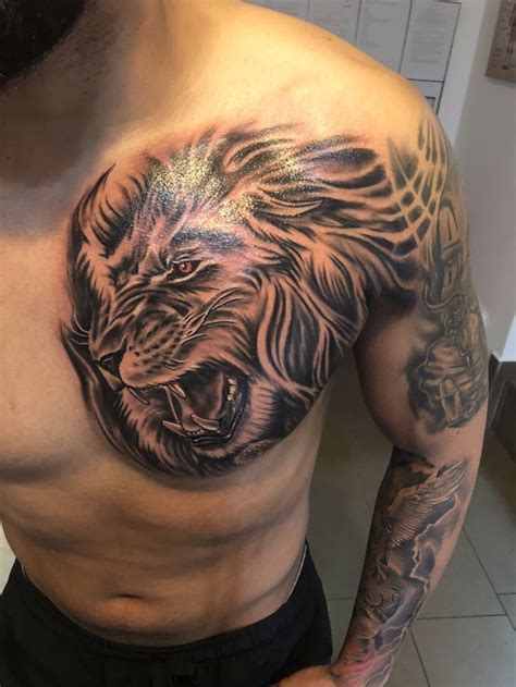 Lion Chest Tattoo | Cool chest tattoos, Lion chest tattoo, Chest tattoo men