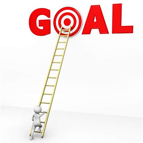 3D Man Climbing Ladder For Reaching On Goal Stock Photo | PowerPoint ...