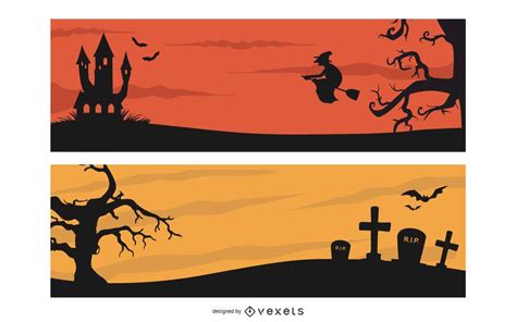 Creepy Halloween Header Banner Pack - Vector Download