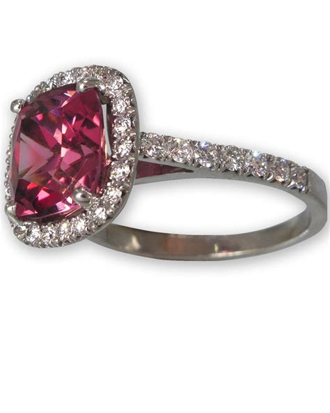 ClarionFineJewelry – Pink Tourmaline Ring, Pave Diamonds