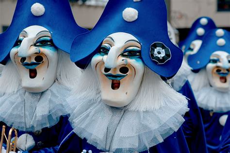 Group Of Masks At Fasnacht Festival In Basel Stock Photo - Download ...