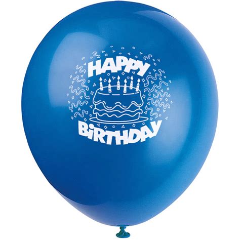 12" Latex Royal Blue Cake Happy Birthday Balloons, 8ct - Walmart.com ...