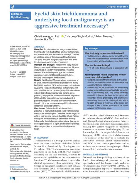 (PDF) Eyelid skin trichilemmoma and underlying local malignancy ...