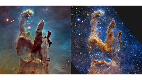 Pillars of Creation (Hubble and Webb Images Side by Side) | Webb