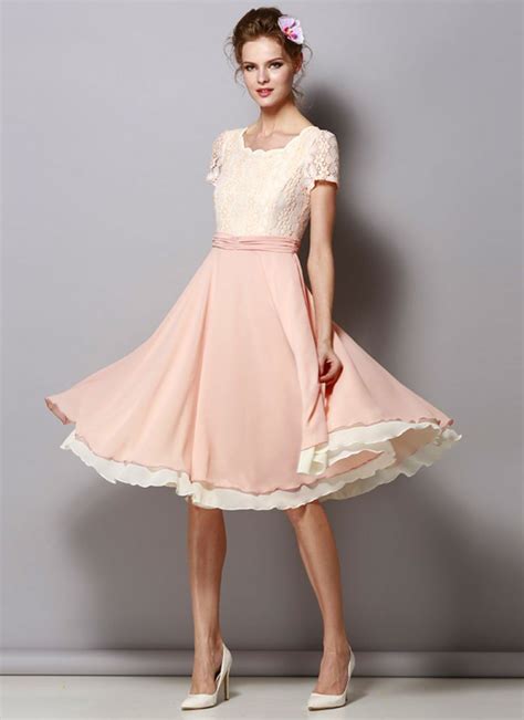 Dusty Rose Pink Lace Chiffon Midi Dress with Ruched Waist Yoke RM429