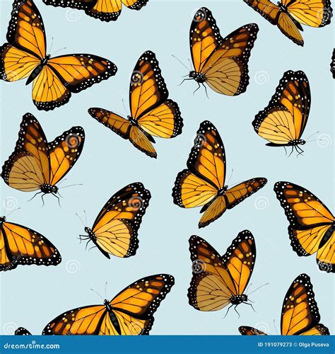 Vector Seamless Patterns with Monarch Butterflies Stock Vector ...