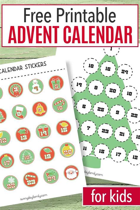 Free Printable Advent Calendar for Kids | Printable advent calendar ...