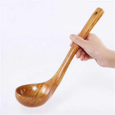 SANWOOD Soup Ladle Japanese Solid Wood Soup Ladle Long Handle Hot Pot ...