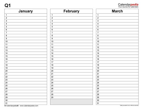 Quarterly Schedule Templates for Microsoft Excel