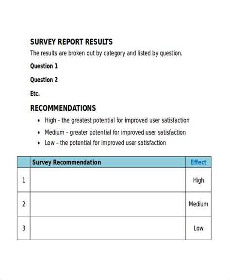 Editable Survey Template Word