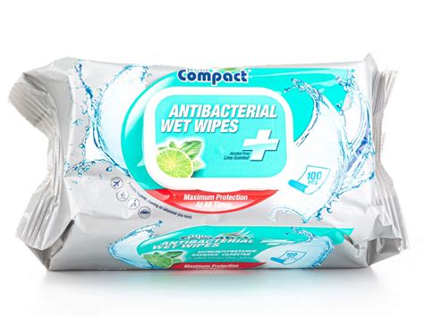 Ultra compact antibacterial wet wipes 100 pieces in reclosable package ...