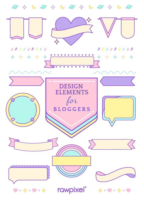 Girly and cute design elements banner vectors | Creative banners, Girly ...