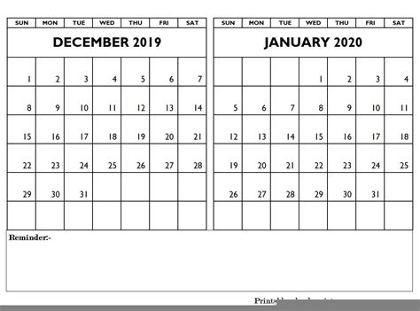 Get Free Printable Writable Monthly January Through December 2020 ...