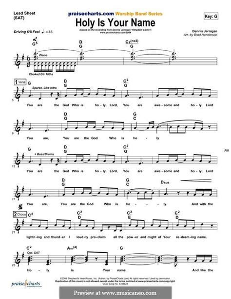 Holy Is Your Name by D. Jernigan - sheet music on MusicaNeo