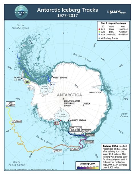 Antarctic Iceberg Tracks Map | Antarctica, Map, Antarctic