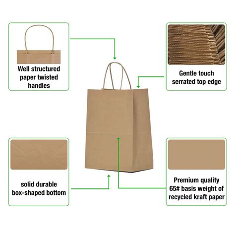 Kraft Paper Bags with Handles Bulk 10x5x13 and 8x4.75x10.5 totally 100 ...