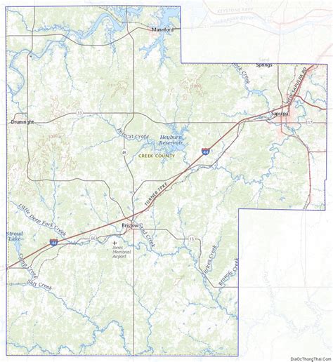 Map of Creek County, Oklahoma - Thong Thai Real