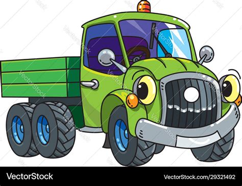 Funny small old truck or car with eyes Royalty Free Vector