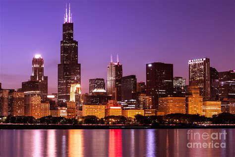 Chicago Skyline At Night High Resolution Image Photograph by Paul Velgos