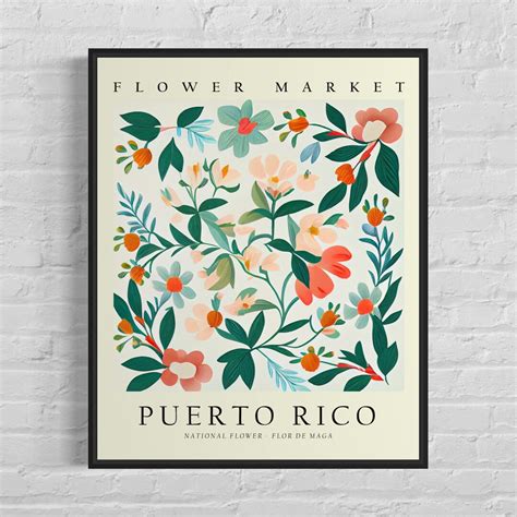 Puerto Rico National Flower, Flower Market Art Print, Flor De Maga 1960 ...