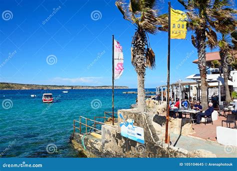 Harbourside Restaurants in Mellieha, Malta. Editorial Image - Image of ...