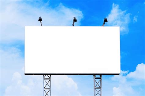 Blank billboard mockup with white screen against clouds 3168618 Stock ...