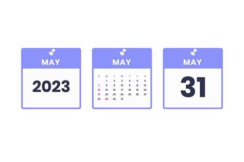 May calendar design. May 31 2023 calendar icon for schedule ...