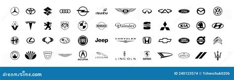 Collection of Popular Car Brands. Automobile Logo. White Background ...