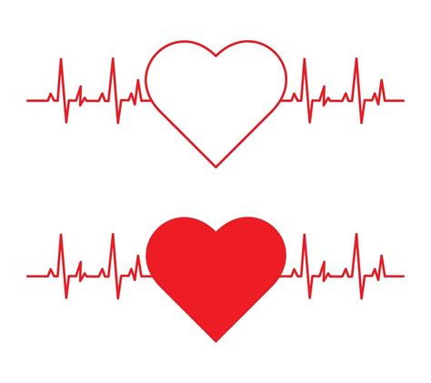 Heartbeat heart shape center line. Set of Heart beat pulse line vector ...