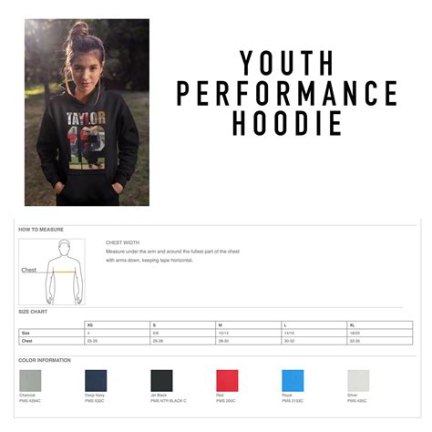 Youth Performance Hoodie Size Chart - PlayerTee