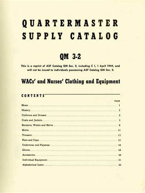 Quartermaster Supply Catalog QM 3-2 - 1943 : Headquarters, Army Service ...