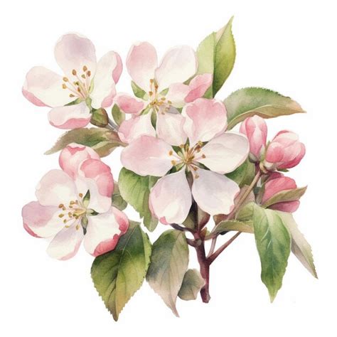 Premium Photo | Watercolor painting of Apple Blossom