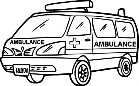 Coloring Book Ambulance at the Signal to print and online