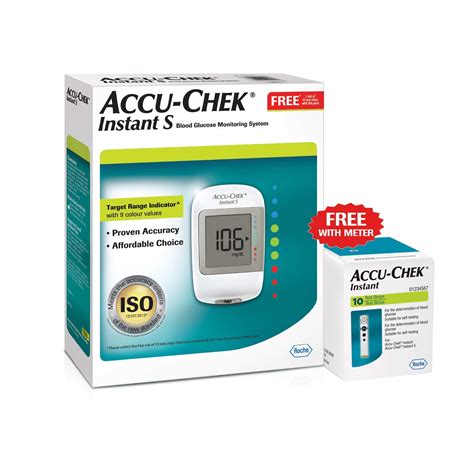 Accu-Chek Instant S Glucometer with Free Test Strips, 10 Count (White ...