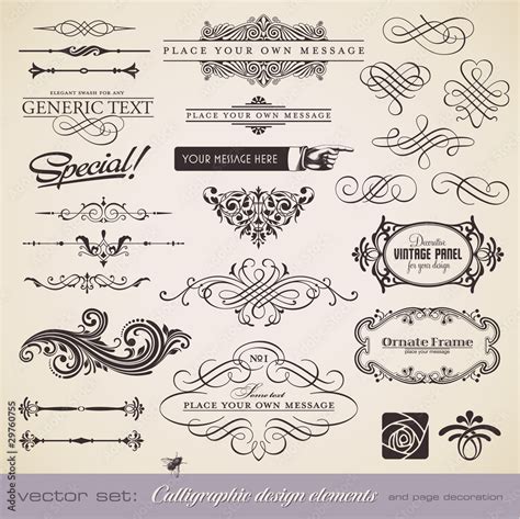 vector set: calligraphic design elements and page decoration Stock ...