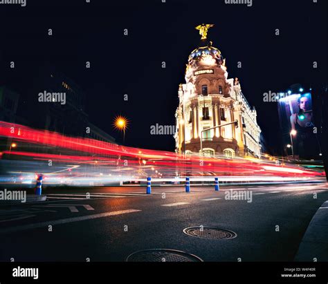 Gran Via Street at night - Madrid, Spain Stock Photo - Alamy