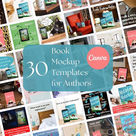 30 Canva Book Mockup Templates for Authors Writers Bookstagram Digital ...