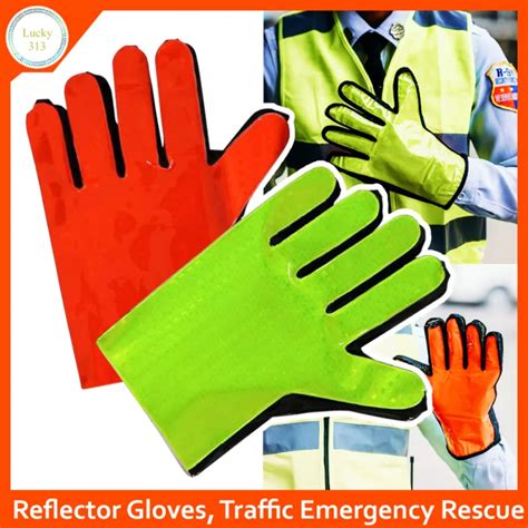 Lucky313 Traffic Gloves Reflectorized Green Orange Traffic Emergency ...