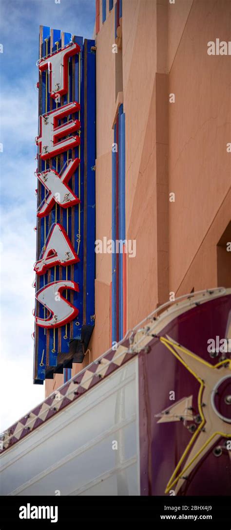 Neon Sign on an old movie theater in Texas Stock Photo - Alamy