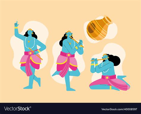 Four govardhan puja icons Royalty Free Vector Image