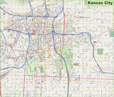 Large detailed map of Kansas City