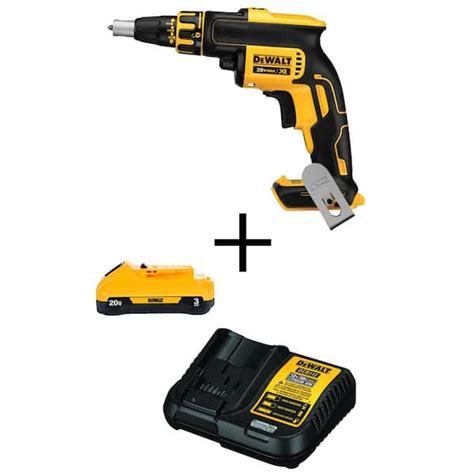 DEWALT 20V MAX XR Cordless Brushless Drywall Screw Gun and (1) 20V 3 ...